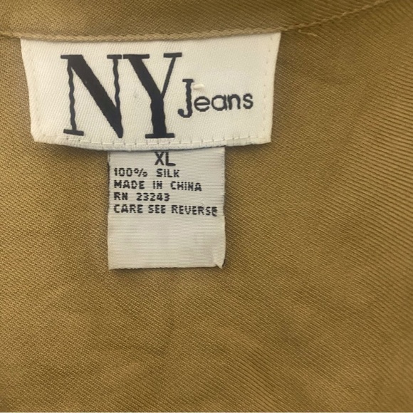 NY Jeans Women’s Size XL Long Sleeve Button Up Blouse Tan - Picture 5 of 6